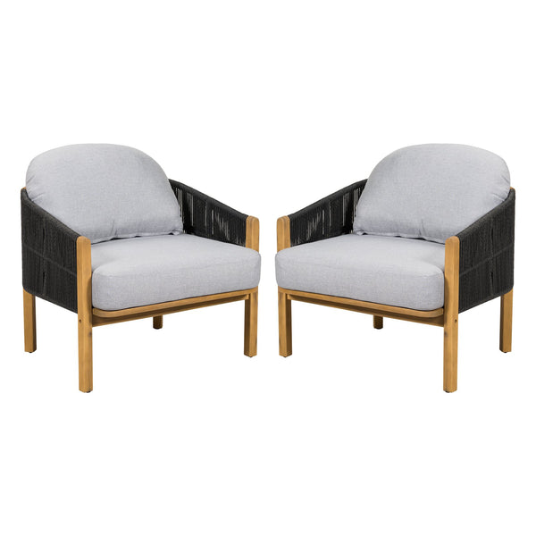 English Elm Christopher Knight Home® - Grotta Outdoor Club Chairs Set Of 2 - Stylish Dark Gray Rope & Plush Cushions For Ultimate Comfort N775P301130G-S2