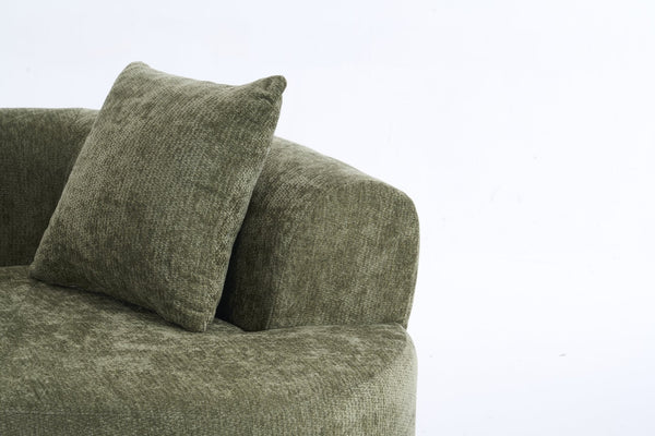 English Elm Crescent-shaped Chenille Loveseat Low Profile Curved Sofa for Modern Living Rooms Green W5188P450355