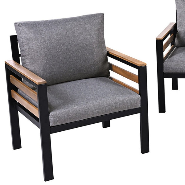 HomeRoots Three Piece Outdoor Sofa Set with Gray Cushions - Durable Metal Frame, Water-Repellent & Stylish 625703