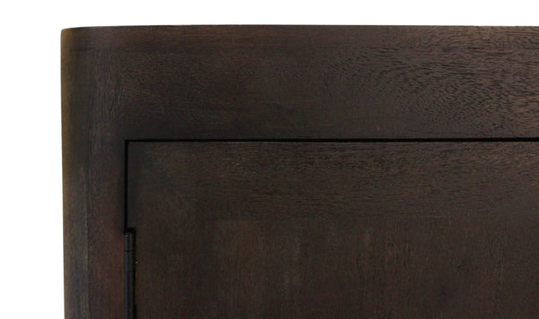 HomeRoots 108" Dark Brown Distressed Solid Wood Sideboard with Soft Close Doors - Versatile Storage Solution! 625707