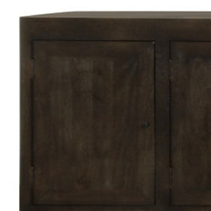 HomeRoots 108" Dark Brown Distressed Solid Wood Sideboard with Soft Close Doors - Versatile Storage Solution! 625707