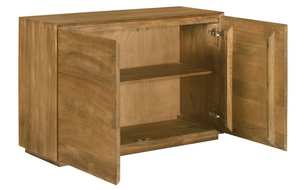 HomeRoots 48" Tan Distressed Solid Wood Sideboard with Soft-Close Doors - Stylish Storage & Versatile Design 625708