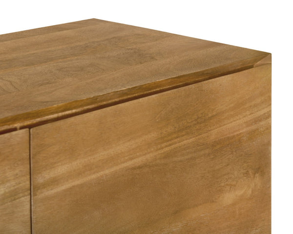 HomeRoots 48" Tan Distressed Solid Wood Sideboard with Soft-Close Doors - Stylish Storage & Versatile Design 625708