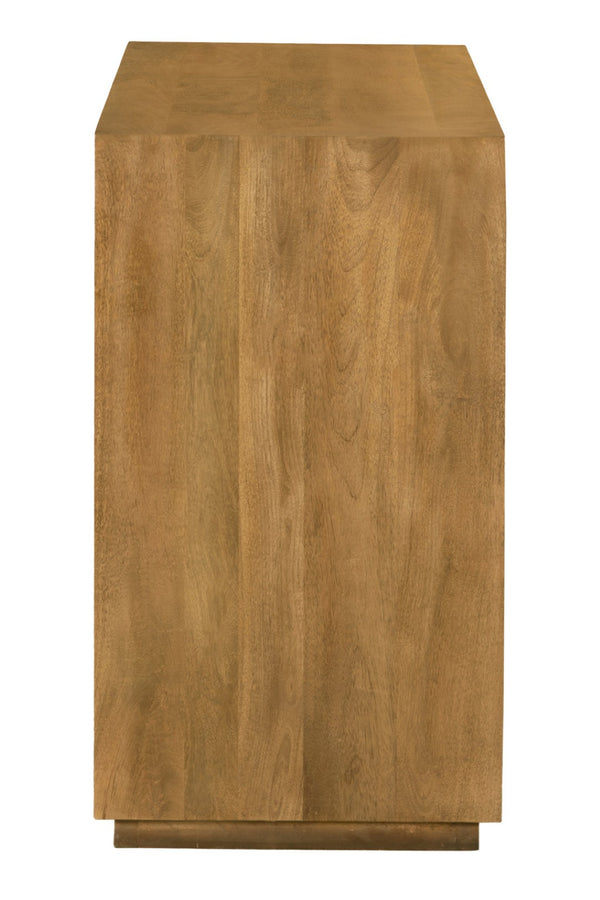 HomeRoots 48" Tan Distressed Solid Wood Sideboard with Soft-Close Doors - Stylish Storage & Versatile Design 625708