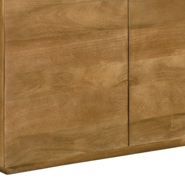 HomeRoots 48" Tan Distressed Solid Wood Sideboard with Soft-Close Doors - Stylish Storage & Versatile Design 625708