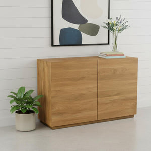 HomeRoots 48" Tan Distressed Solid Wood Sideboard with Soft-Close Doors - Stylish Storage & Versatile Design 625708