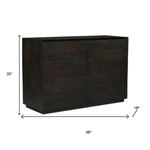 HomeRoots 48" Solid Wood Sideboard with Soft-Close Doors – Stylish Dark Brown Distressed Finish for Versatile Storage 625709