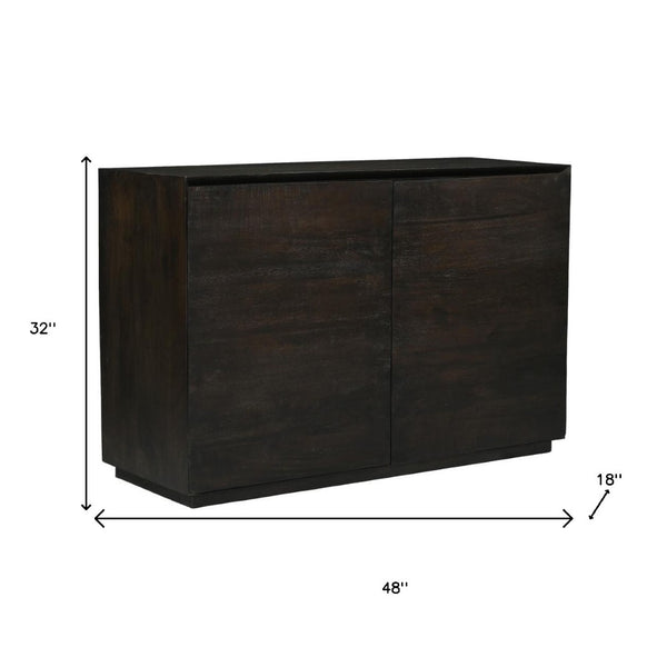 HomeRoots 48" Solid Wood Sideboard with Soft-Close Doors – Stylish Dark Brown Distressed Finish for Versatile Storage 625709