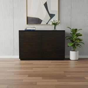 HomeRoots 48" Solid Wood Sideboard with Soft-Close Doors – Stylish Dark Brown Distressed Finish for Versatile Storage 625709