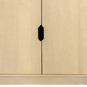 HomeRoots 72" Natural Distressed Solid Wood Sideboard with Geometric Carvings & Versatile Storage Solutions 625711
