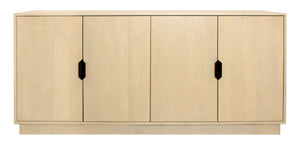 HomeRoots 72" Natural Distressed Solid Wood Sideboard with Geometric Carvings & Versatile Storage Solutions 625711