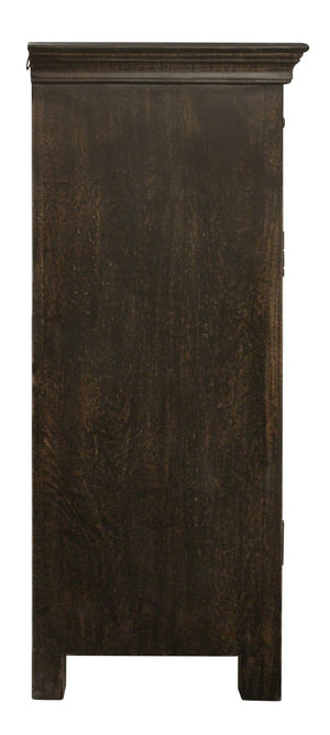 HomeRoots 72" Black Distressed Solid Wood Carved Floral Sideboard – Elegant Storage Solution for Any Room 625718