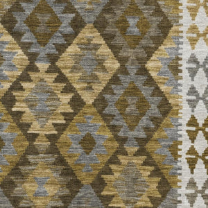 HomeRoots 5' X 8' Brown Ivory Gold Tribal Area Rug – Durable, Washable, Indoor/Outdoor Style for Any Space 625721