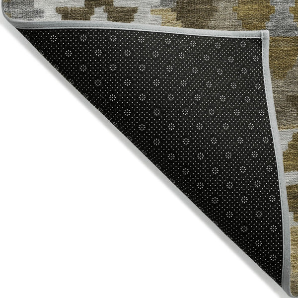 HomeRoots 9' X 12' Tribal Washable Area Rug in Brown, Ivory & Gold - Stylish, Durable, Indoor/Outdoor Design! 625724