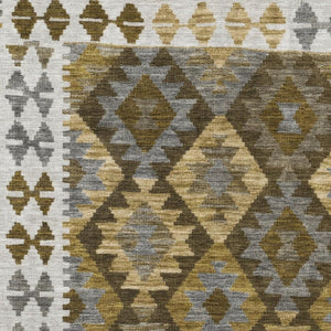 HomeRoots 10' X 14' Brown Ivory Gold Tribal Area Rug - Durable, Washable & Stylish for Indoor/Outdoor Spaces 625725