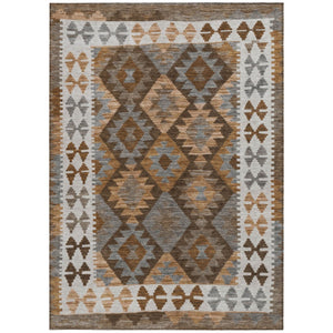 HomeRoots 5' X 8' Copper Ivory Gray Tribal Area Rug – Washable, Durable, Indoor/Outdoor Perfect for High-Traffic Spaces 625727