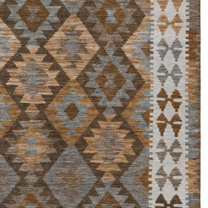HomeRoots 8' X 10' Durable Copper Ivory Gray Tribal Rug - Washable Indoor/Outdoor Area Rug for Versatile Use 625729