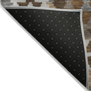 HomeRoots 8' X 10' Durable Copper Ivory Gray Tribal Rug - Washable Indoor/Outdoor Area Rug for Versatile Use 625729