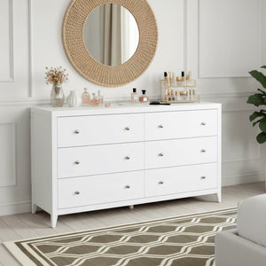 Butler Specialty Butler sleek 6-drawer dresser 60" W — durable lacquer finish, soft-close drawers, modern storage solution White 6257304