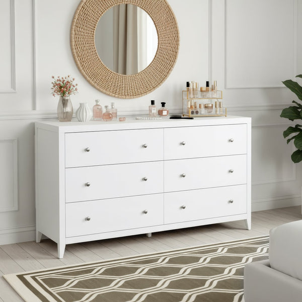 Butler Specialty Butler sleek 6-drawer dresser 60" W — durable lacquer finish, soft-close drawers, modern storage solution White 6257304