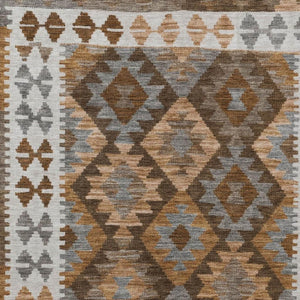 HomeRoots 9' X 12' Copper Ivory and Gray Tribal Area Rug - Durable Indoor/Outdoor Style, Washable & Easy Care 625730