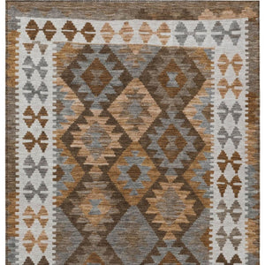 HomeRoots 10' Copper Ivory Gray Tribal Washable Area Rug - Stylish Indoor Outdoor Solution for High-Traffic Spaces 625731