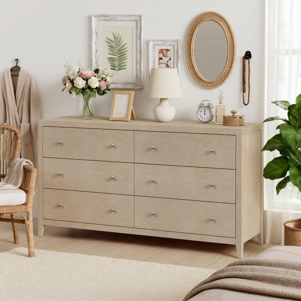 Butler Specialty Butler sleek 6-drawer dresser 60" W — durable lacquer finish, soft-close drawers, modern storage solution Taupe 6257450