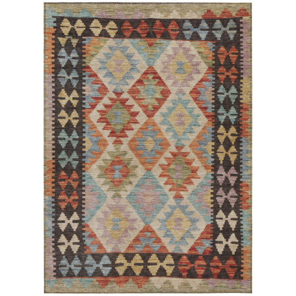 HomeRoots 5' X 8' Vibrant Rust Gold Orange Tribal Area Rug - Washable Indoor/Outdoor Accent for High Traffic Spaces 625751