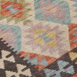 HomeRoots 8' Vibrant Rust, Gold & Orange Round Tribal Area Rug - Washable, Durable for Indoor & Outdoor Use 625752