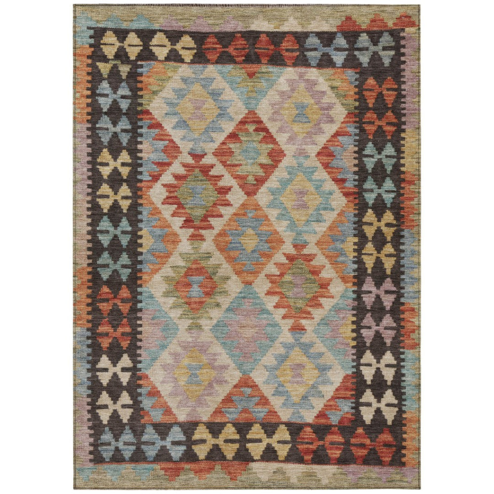HomeRoots 9' X 12' Vibrant Rust Gold Orange Tribal Area Rug - Washable, Durable, Indoor/Outdoor Versatile Style 625754
