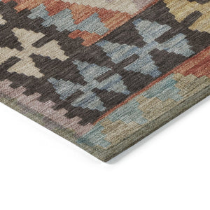 HomeRoots 9' X 12' Vibrant Rust Gold Orange Tribal Area Rug - Washable, Durable, Indoor/Outdoor Versatile Style 625754
