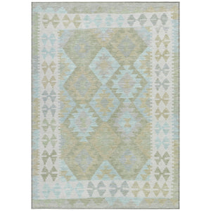 HomeRoots 5' Stylish Sage Sky Blue & Copper Tribal Washable Area Rug for Indoor & Outdoor Durability & Charm 625757