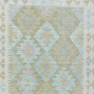 HomeRoots 5' Stylish Sage Sky Blue & Copper Tribal Washable Area Rug for Indoor & Outdoor Durability & Charm 625757
