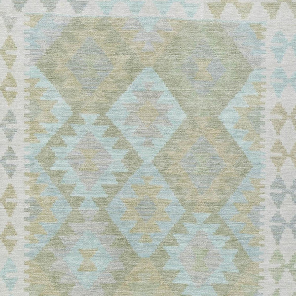 HomeRoots 5' Stylish Sage Sky Blue & Copper Tribal Washable Area Rug for Indoor & Outdoor Durability & Charm 625757