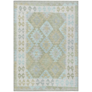 HomeRoots 5' Stylish Sage Sky Blue & Copper Tribal Washable Area Rug for Indoor & Outdoor Durability & Charm 625757