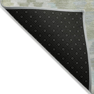HomeRoots 8' Round Tribal Area Rug in Sage, Sky Blue & Copper - Washable, Durable for Indoor & Outdoor Use 625758