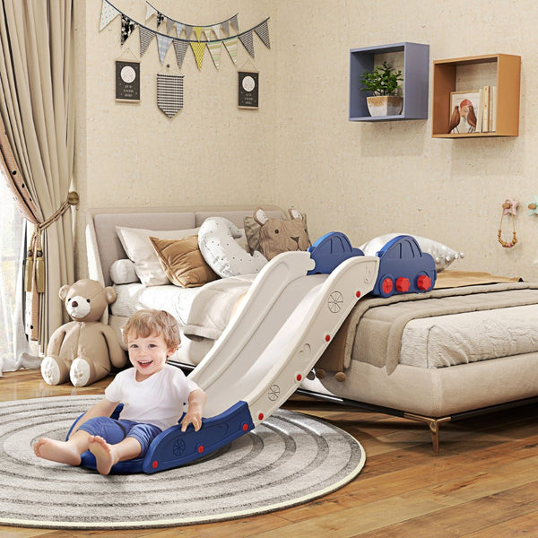 English Elm Qaba 63 Inch Hdpe Indoor Toddler Slide Attaches to Sofa or Bed Safe Fun Blue W2225P249781