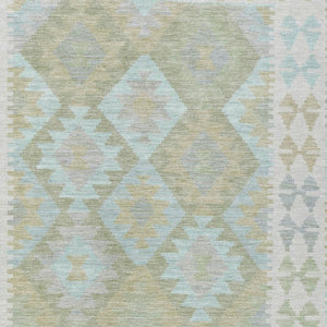 HomeRoots 10' Sage Sky Blue & Copper Tribal Area Rug - Washable, Durable, Stylish for Indoor & Outdoor Use! 625761