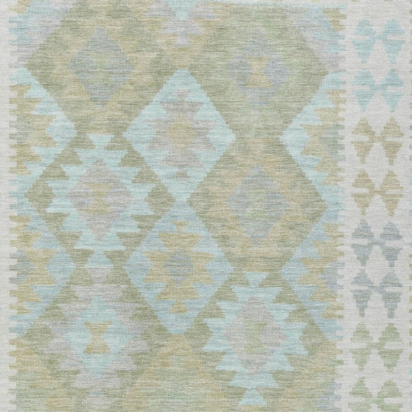 HomeRoots 10' Sage Sky Blue & Copper Tribal Area Rug - Washable, Durable, Stylish for Indoor & Outdoor Use! 625761