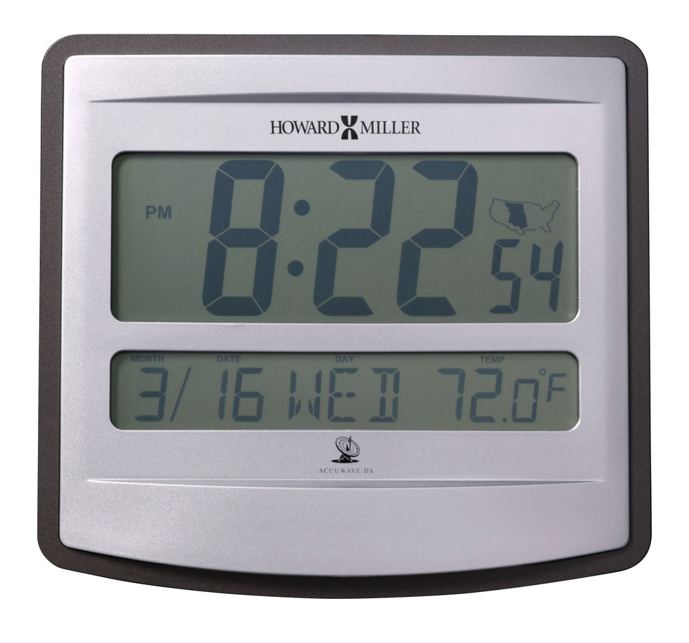 Hekman Furniture 625780 Radio-controlled Digital Wall Clock - Charcoal & Silver, Large Display, Alarm & More!  Nikita Wall Clock 625780