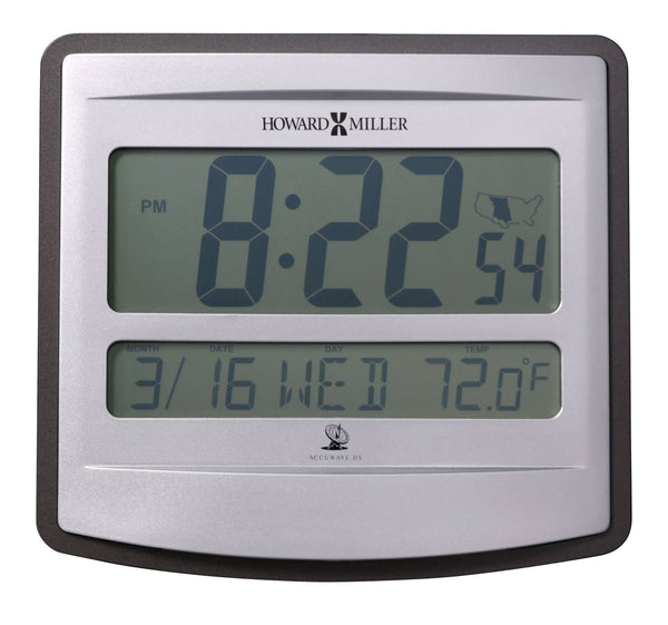 Hekman Furniture 625780 Radio-controlled Digital Wall Clock - Charcoal & Silver, Large Display, Alarm & More!  Nikita Wall Clock 625780