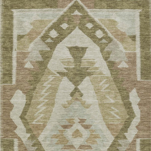 HomeRoots 5' Stylish Tribal Washable Area Rug - Neutral Linen, Ivory & Brown for Indoor/Outdoor Spaces 625793