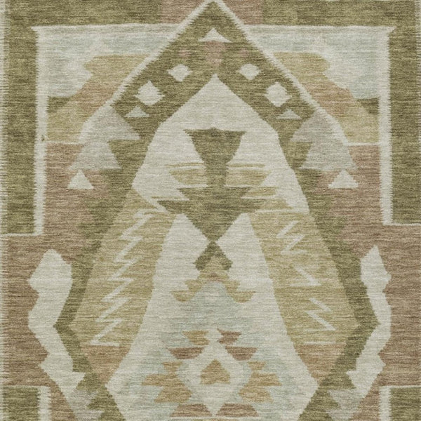 HomeRoots 5' Stylish Tribal Washable Area Rug - Neutral Linen, Ivory & Brown for Indoor/Outdoor Spaces 625793