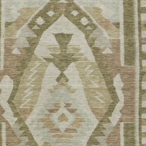 HomeRoots 8' X 10' Durable Linen Ivory and Brown Tribal Washable Area Rug for Indoor & Outdoor Use 625795