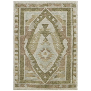 HomeRoots 9' x 12' Washable Linen Ivory & Brown Tribal Area Rug - Durable, Stylish, Indoor/Outdoor Versatility! 625796