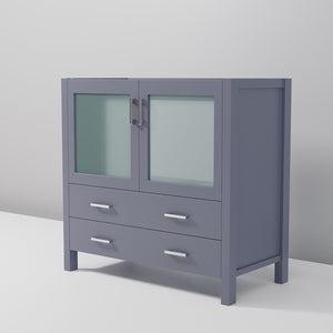 English Elm Dark Grey Bath Vanity - 36" W Solid Wood Cabinet With Soft-Close Drawers For Modern Bathrooms B2731P260436