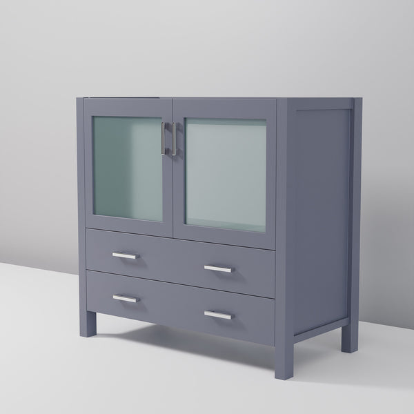English Elm Dark Grey Bath Vanity - 36" W Solid Wood Cabinet With Soft-Close Drawers For Modern Bathrooms B2731P260436