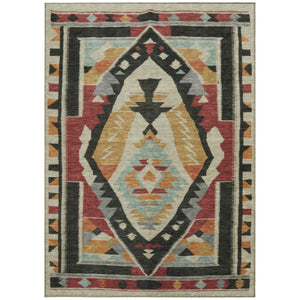 HomeRoots 10' Vibrant Red Gold and Gray Tribal Washable Area Rug for Indoor/Outdoor High-Traffic Spaces 625803