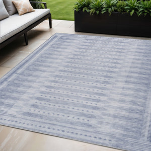 HomeRoots 5' Modern Blue and Ivory Geometric Area Rug – Indoor/Outdoor, Washable, Durable & Stylish Design! 625805
