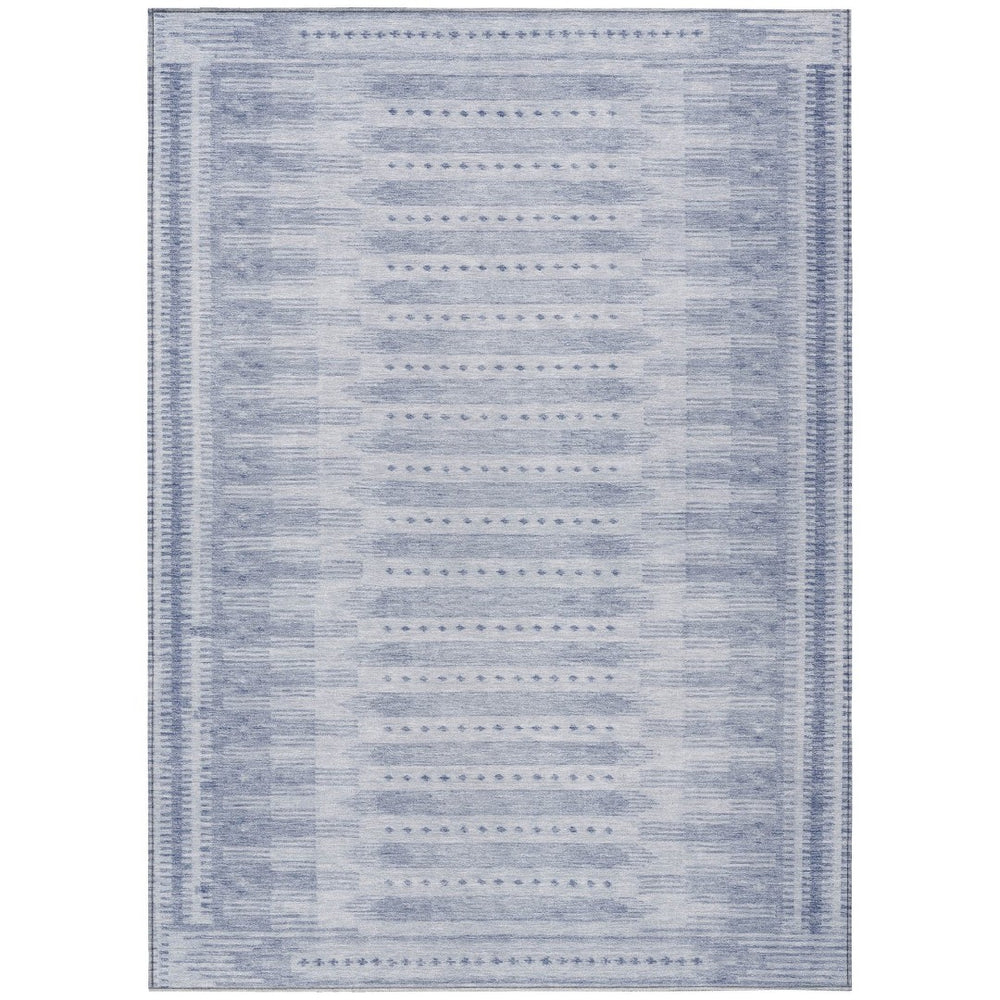 HomeRoots 5' Modern Blue and Ivory Geometric Area Rug – Indoor/Outdoor, Washable, Durable & Stylish Design! 625805